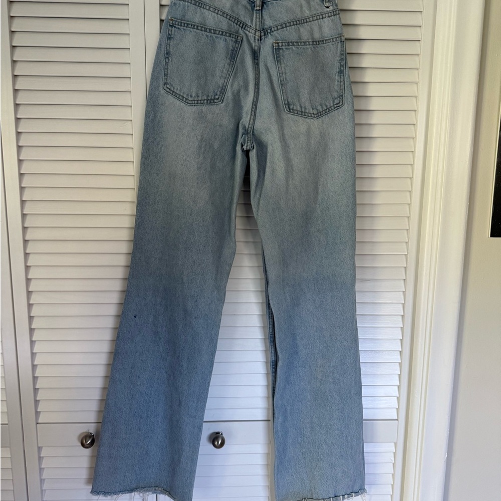 Zara distressed Straight Jeans Wide leg size 4 - Picture 3 of 10